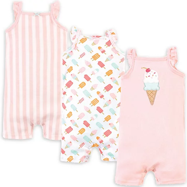 Hudson Baby Unisex Cotton Rompers  Ice Cream  6-9 Months