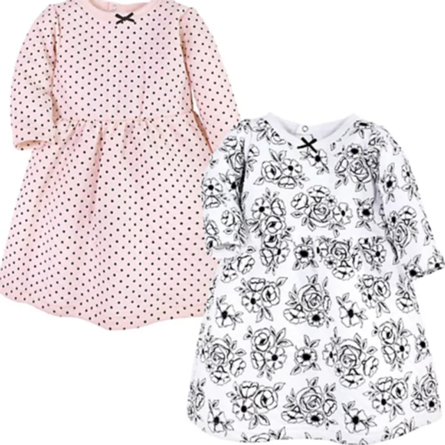 Hudson Baby Infant and Toddler Girl Cotton Dresses  Black Toile Pink  0-3 Months