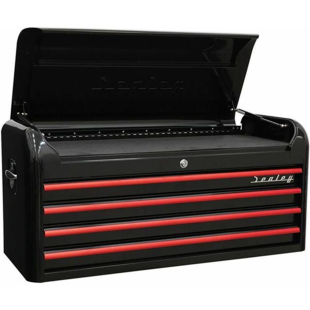 Sealey AP41104BR Topchest 4 Drawer Wide Retro Style Blk/Red Anodis...