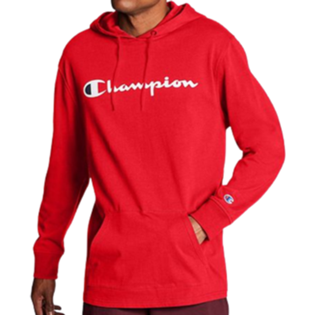 Champion  Midweight  Soft and Comfortable T-Shirt Hoodie for Men  Scarlet Script  Small