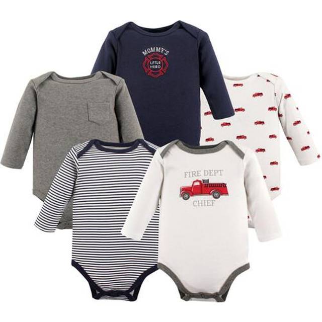 Hudson Baby Unisex Baby Cotton Long-sleeve Bodysuits  Fire Truck  3-6 Months