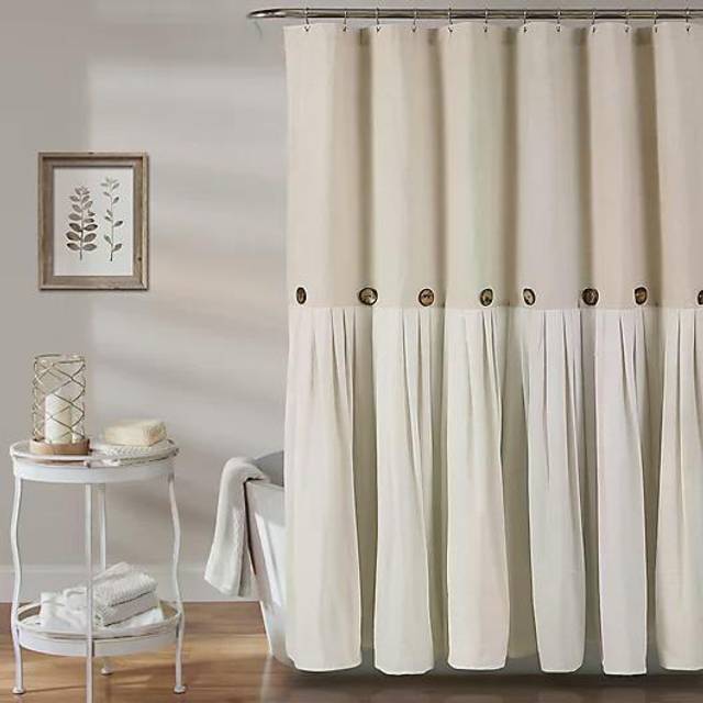 Lush Decor Linen Button Shower Curtain  72 x 72  Gray  White