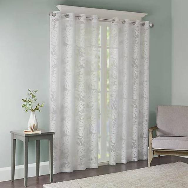 Madison Park Semi Sheer Single Curtain Modern Contemporary Botanical Print Out Design, Grommet Top, Window Drape for Living Room, Bedroom and Dorm,