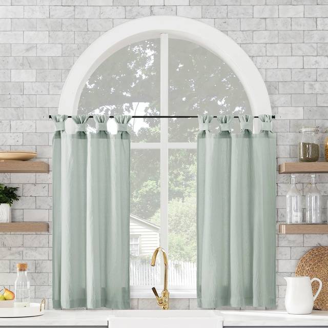 "Archaeo Washed Cotton Small Window Twist Tab Cafe Curtains  52"""""""" x 45""""""""  Oatmeal"