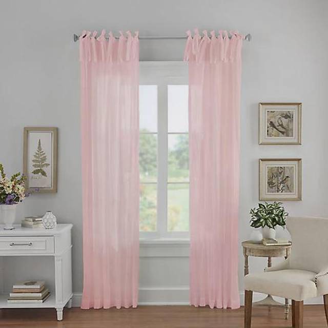 "Elrene Home Fashions Jolie Crushed Semi-Sheer Window Curtain  Adjustable Tie-Top Single Panel  52"""""""" x 108"""""""" (1 Panel)  White"