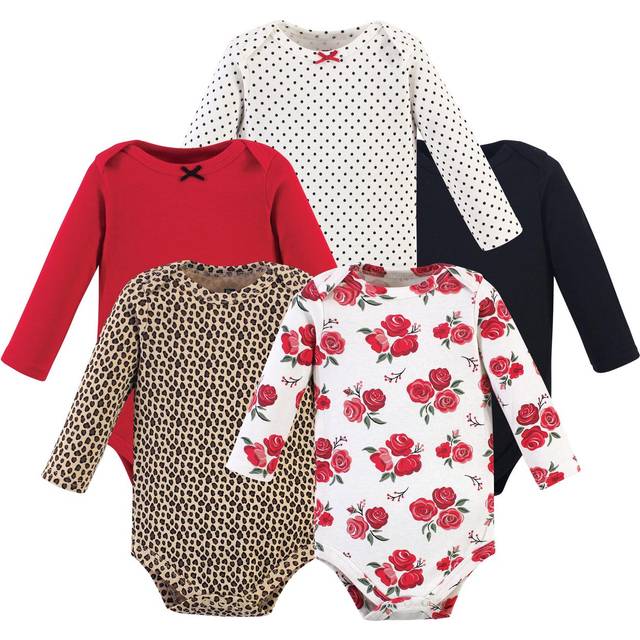 Hudson Baby Unisex Baby Cotton Long-sleeve Bodysuits  Basic Rose Leopard  0-3 Months