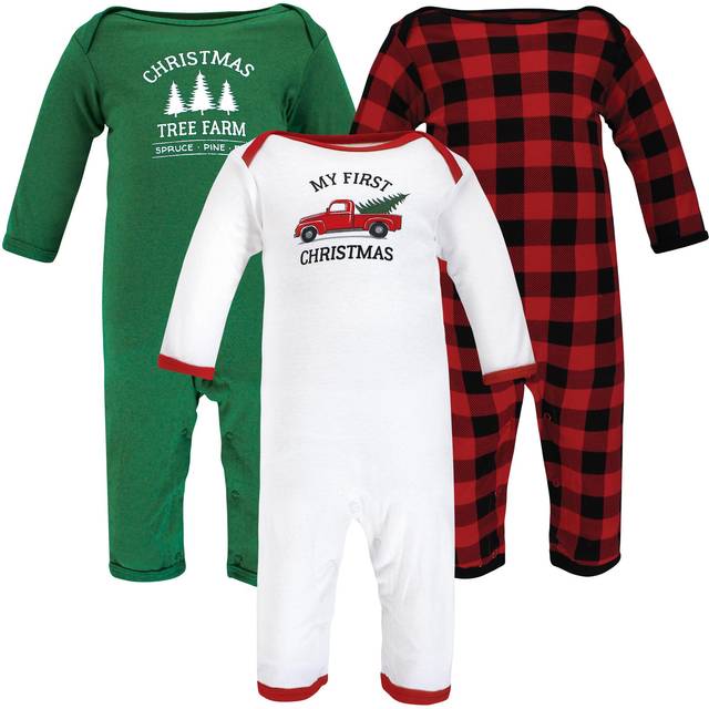 Hudson Baby Unisex Baby Cotton Coveralls Christmas Tree  6-9 Months