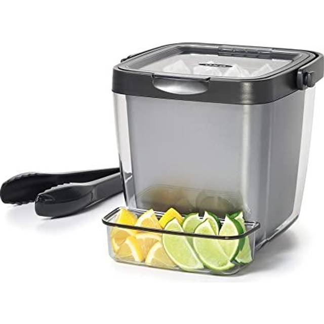 OXO Good Grips Double Wall Ice Bucket with Tongs and Garnish Tray Gray