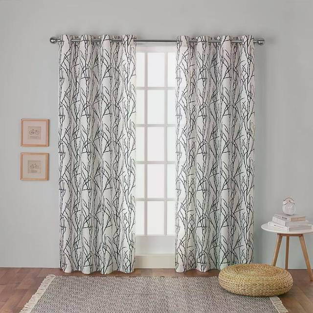 "Exclusive Home Branches Linen Blend Grommet Top Curtain Panel Pair  54""""x96""""  Natural"
