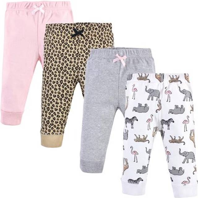 Hudson Baby Unisex Baby Cotton Pants and Leggings Modern Pink Safari  0-3 Months