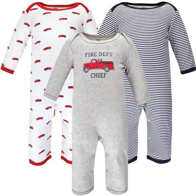 Hudson Baby Unisex Baby cotton coveralls Fire Truck  0-3 Months