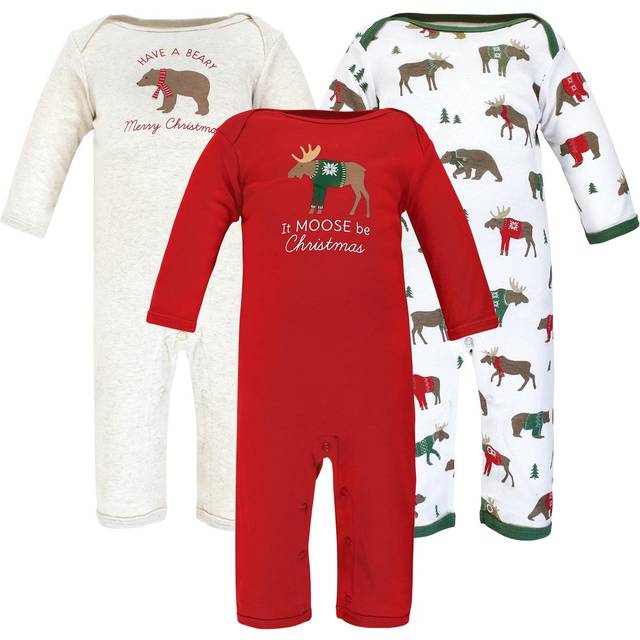 Hudson Baby Unisex Baby cotton coveralls Moose Be christmas  6-9 Months