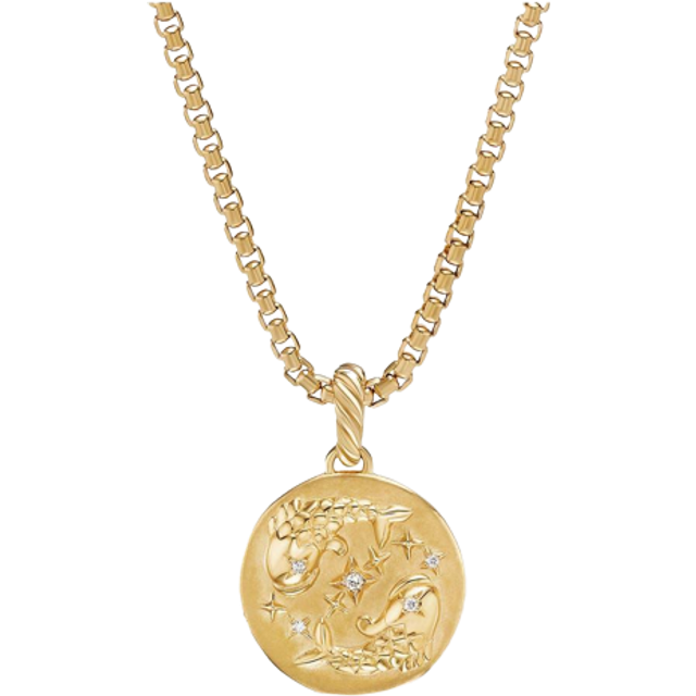 Pisces Amulet in 18ct Yellow Gold with Diamonds, 28.7mm