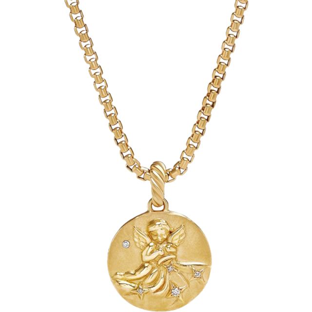 Aquarius Amulet in 18ct Yellow Gold with Diamonds, 28.7mm