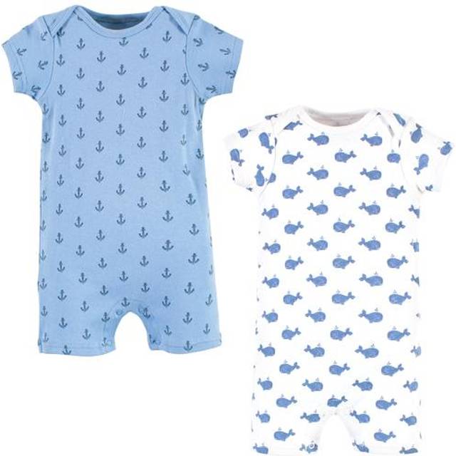 Hudson Baby Unisex Baby Cotton Rompers  Royal Safari 2-Pack  0-3 Month