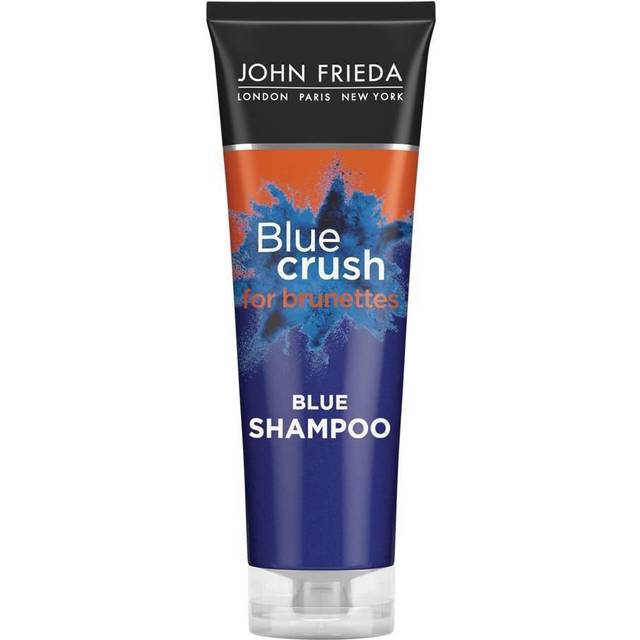 John Frieda Blue Crush for Brunettes Blue Shampoo  8.3 Fl Ounces  Neutralizes Brassy Tones  Toning Shampoo for Color Treated and Natural Brunette Hair