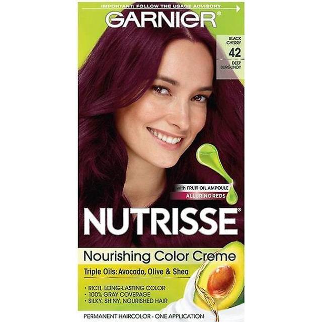 Garnier Nutrisse Nourishing Hair Color Creme, 42 Deep Burgundy (Black Cherry), 1 Kit