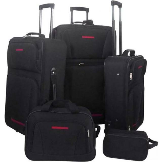 vidaXL Five Piece Travel Luggage Set Black