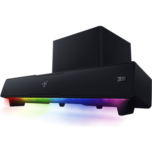 Razer Leviathan V2 - PC Gaming Soundbar med Subwoofer (PC Soundbar och Subwoofer med flera drivrutiner, THX Spatial Audio, Bluetooth 5.2, RGB Chroma, Compact Form Factor) Svart