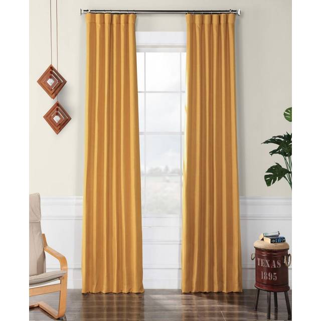 HPD Half Price Drapes Texturerade mörkläggningsgardiner i konstgjort linne för sovrum, 1 längd, gardiner för vardagsrum, heminredning, 127 x 305 cm (B x L), guld (Dandelion Gold)