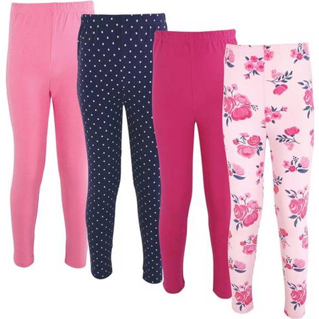 Hudson Baby Unisex Baby Cotton Pants and Leggings  Pink Navy Floral  0-3 Months