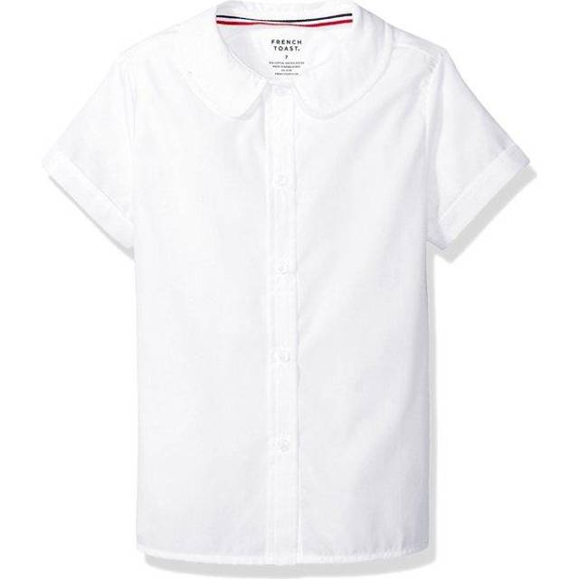 French Toast Girls' Short Sleeve Peter Pan Collar Blouse (Standard & Plus)  White  6