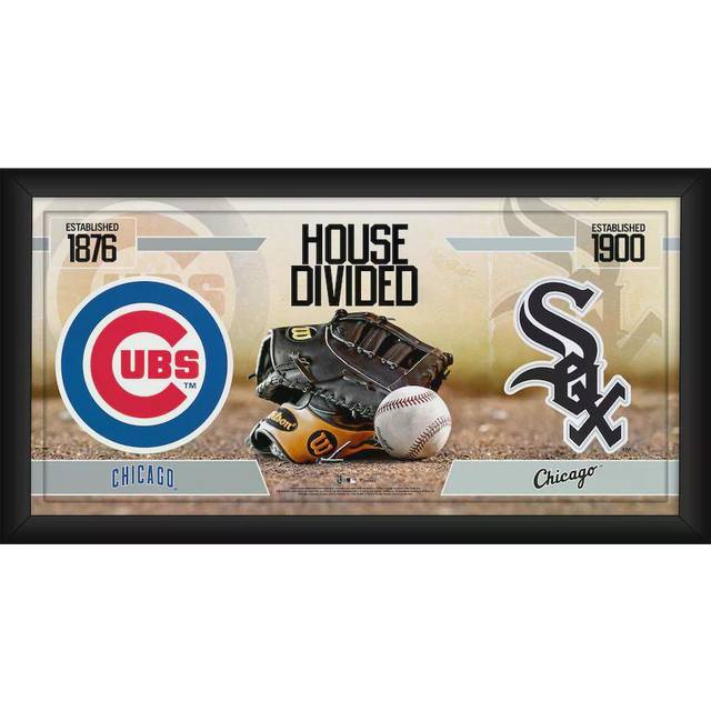 Chicago Cubs vs. Chicago White Sox Framed 10" x 20" House Divided Baseball Collage