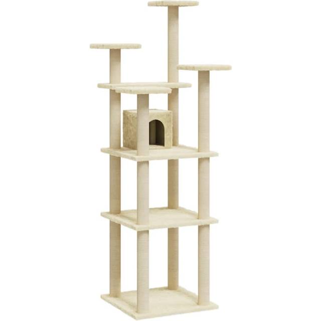 vidaXL Cat Tree w/ Sisal Scratching Posts Light Grey 171cm, Grey
