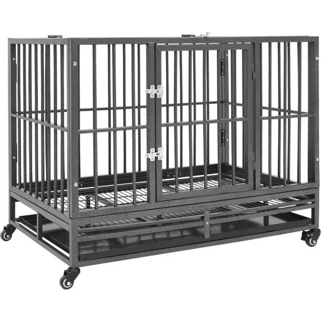 Vidaxl Dog Cage With Wheels Steel 102x72x85 Cm