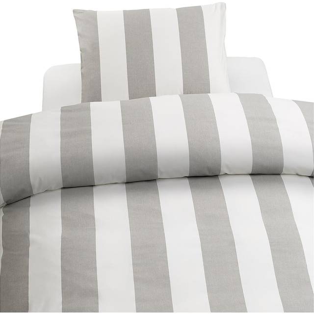 Block Stripe 3-Dels Påslakan Kingsize, Grå