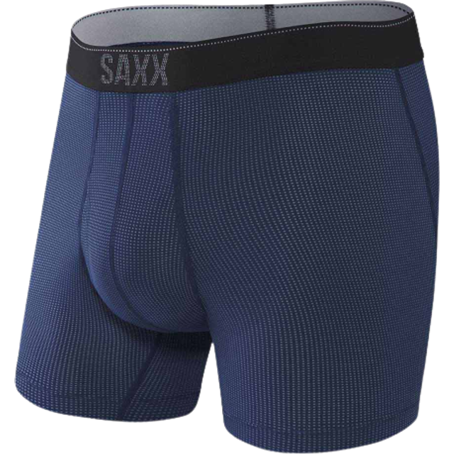 Saxx Quest Boxer Brief Men's Underwear, L Midnight Blue II - Blue/Black - 35-38"
