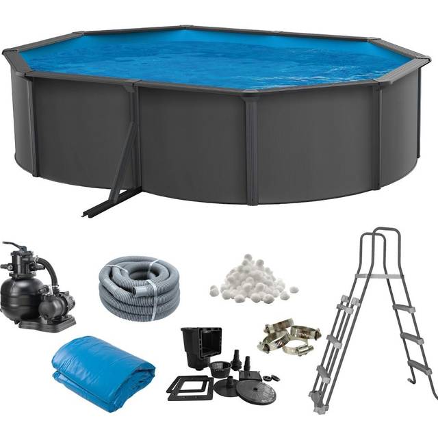 Basic Pool Oval 490 x 360 x 120 cm, Anthracite Grey 15.900 L
