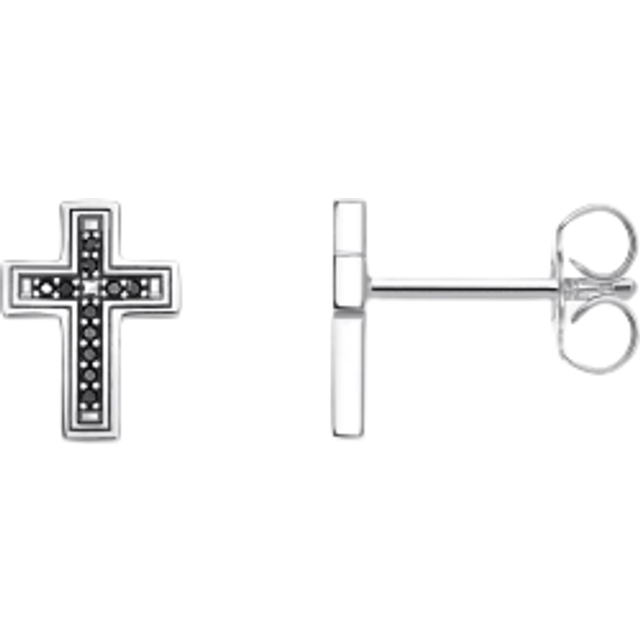 Thomas Sabo Ear studs cross black black H2112-643-11 - black/silver-coloured - one size