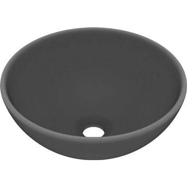 vidaXL Luxury Bathroom Basin Round Matt Dark Grey Ceramic Vanity Wash Sink