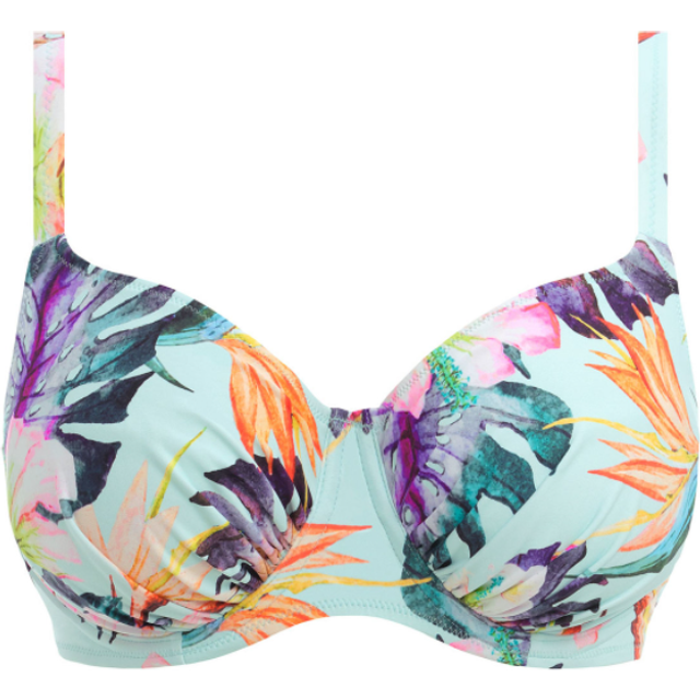 Mint Multi Paradiso Gathered Full Cup Bikini Top - Green (36G)