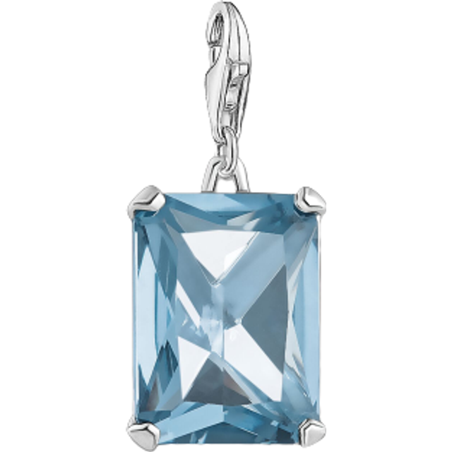 Sterling Silver Large Blue Facet Charm Pendant 1846-009-1