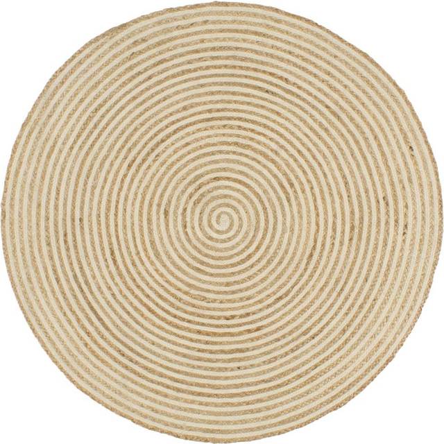 vidaXL Handmade Rug Jute with Spiral Design White 120 cm