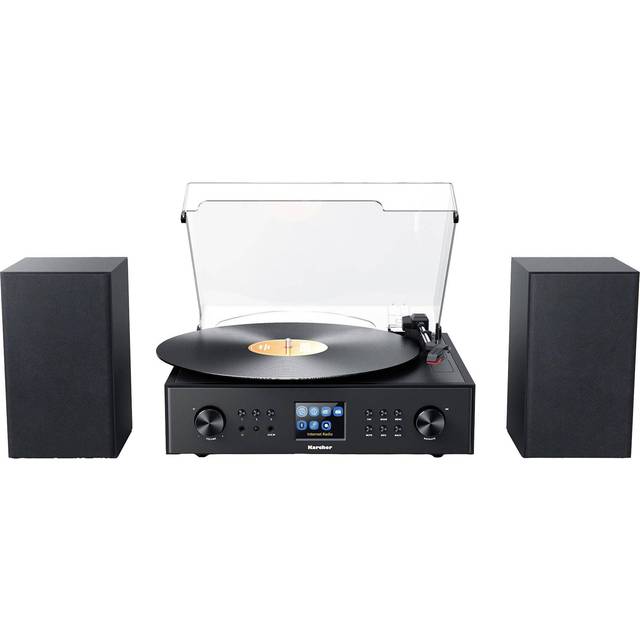 Karcher MC 8000DI skivspelare/kompakt system med internetradio/DAB radio – MP3-uppspelning via AUX-In/Bluetooth – väckarklocka och fjärrkontroll