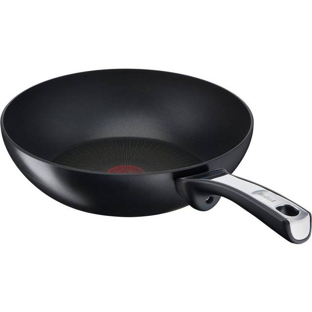 Tefal Unlimited Wokpanna G25919AZ | Svart | 28 cm | Lämplig för Induktion | Non-Stick Beläggning | Temperaturindikator Thermo-Signal™ | Thermo-Fusion™