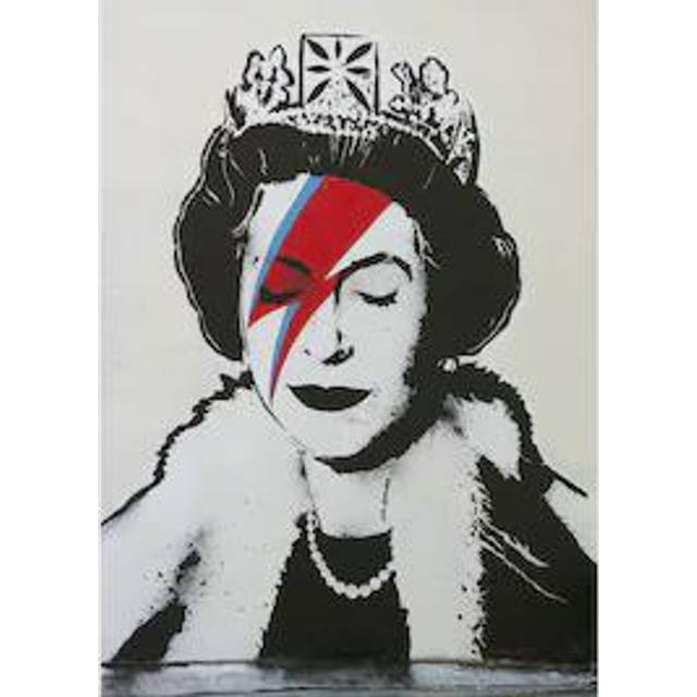 Homemania Tableau Inspiration av författare Banksy Mous-dekoration konst hem-tryck, digitalt, ram-flerfärgad, trä, bomull 60 X 60 X 3