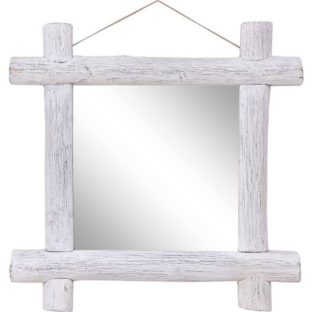 vidaXL Log Mirror White 70x70 cm Solid Reclaimed Wood