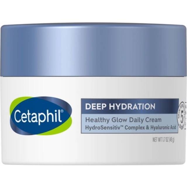 CETAPHIL Deep Hydration Healthy Glow Daily Face Cream | 1.7 oz | 48 Hour Dry Skin Face Moisturizer for Sensitive Skin | With Hyaluronic Acid, Vitamin