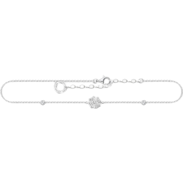THOMAS SABO Damen Fußkette Kleeblatt 925er Sterlingsilber mit Zirkonia, AK0023-051-14-L27V