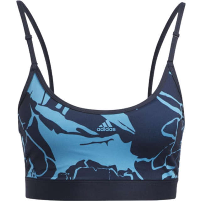 Adidas womens light-support flower-print bra - blue / sac