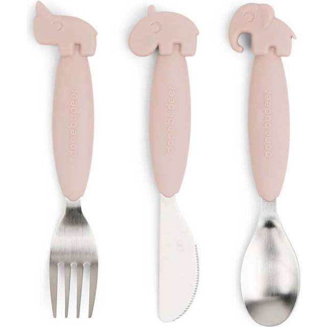 Done by deer Deer Friends Easy-grip bestickset 3 delar Powder - Beige