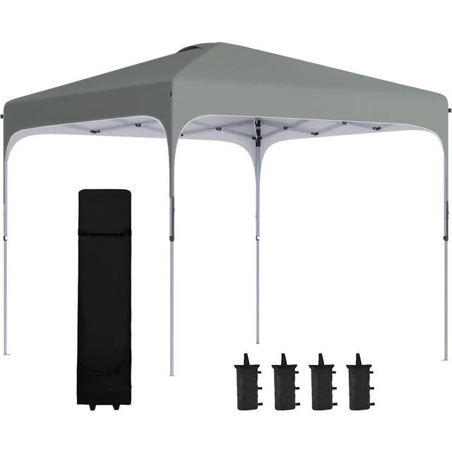 Outsunny Pop Up Gazebo Foldable w/ Wheeled Carry Bag & 4 Weight Bags - Grey | TJ Hughes