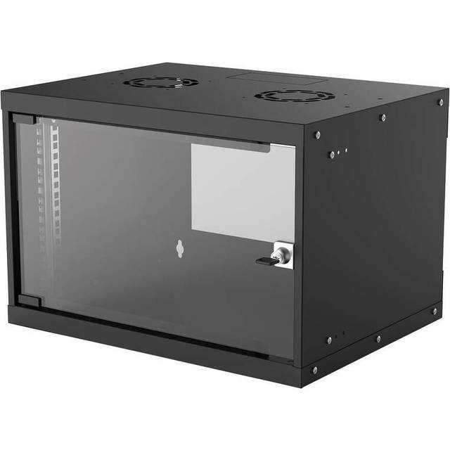 Intellinet 19" Network Cabinet - Wall Mount (Basic) 6U 400mm Deep Black Flatpack Max 50kg Usable Depth 340mm Glass Door Rack Parts for wall installation (eg screws and rawl plugs) not included