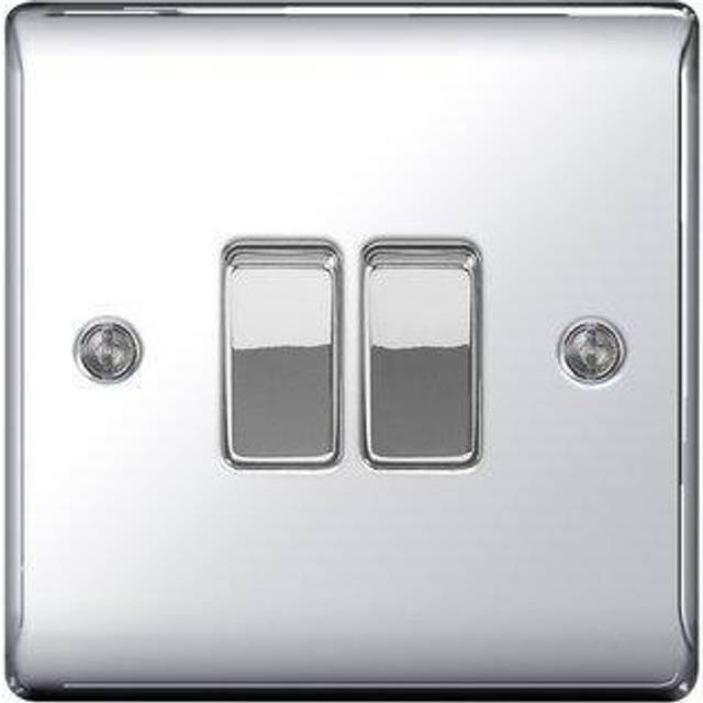 Double Light Switch - 2 Way - Polished Chrome