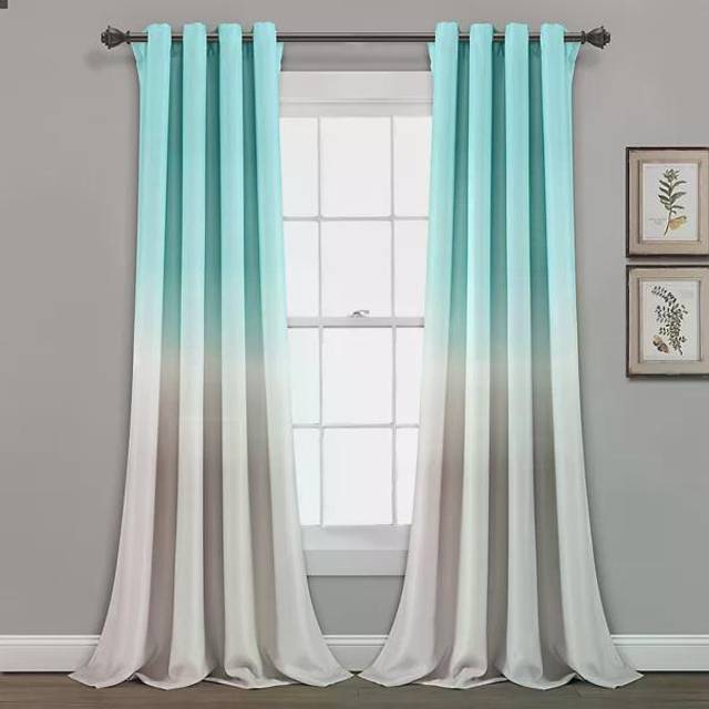 "Lush Decor Umber Fiesta Curtains Room Darkening Window Panel Set for Living Dining Bedroom (Pair) 84"" x 52"" Blush and Gray"