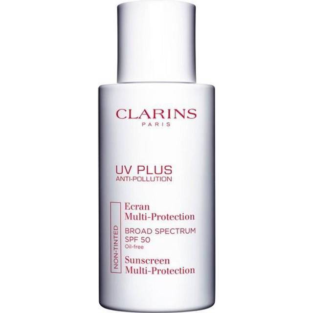 Clarins UV Plus Anti Pollution Sunscreen for Face | Broad Spectrum SPF 50 | Oil Free  No White Cast | UVA/UVB and Pollution Protection | Protective An